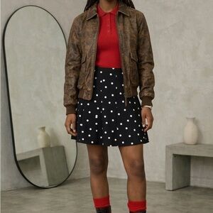 Polka Dot Mini Skirt - Black with White Dots